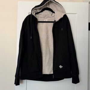 Volcom Black “Lived In” Series Jacket with Cream Sherpa Lining